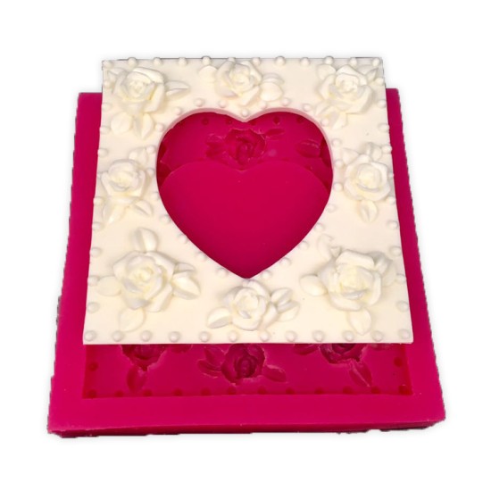 Bilderrahmen mit Rose & Herz Silikonform - 32809 - Cesil